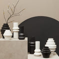 Load image into Gallery viewer, Fabia Black Large Step Design Vase