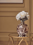 Load image into Gallery viewer, Garan Brown Marble Effect Glass Vase