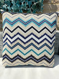 Load image into Gallery viewer, The Couture Cushion - The Outdoor Blue Zig Zag - Style No. 67
