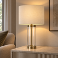 Load image into Gallery viewer, Adelia Antique Brass & Glass Table Lamp