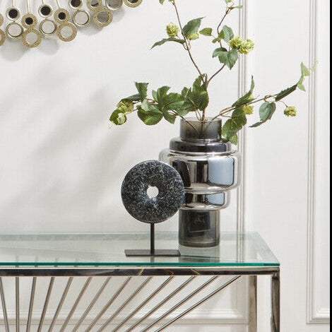 Cayden Small Smoked Black And Silver Vase