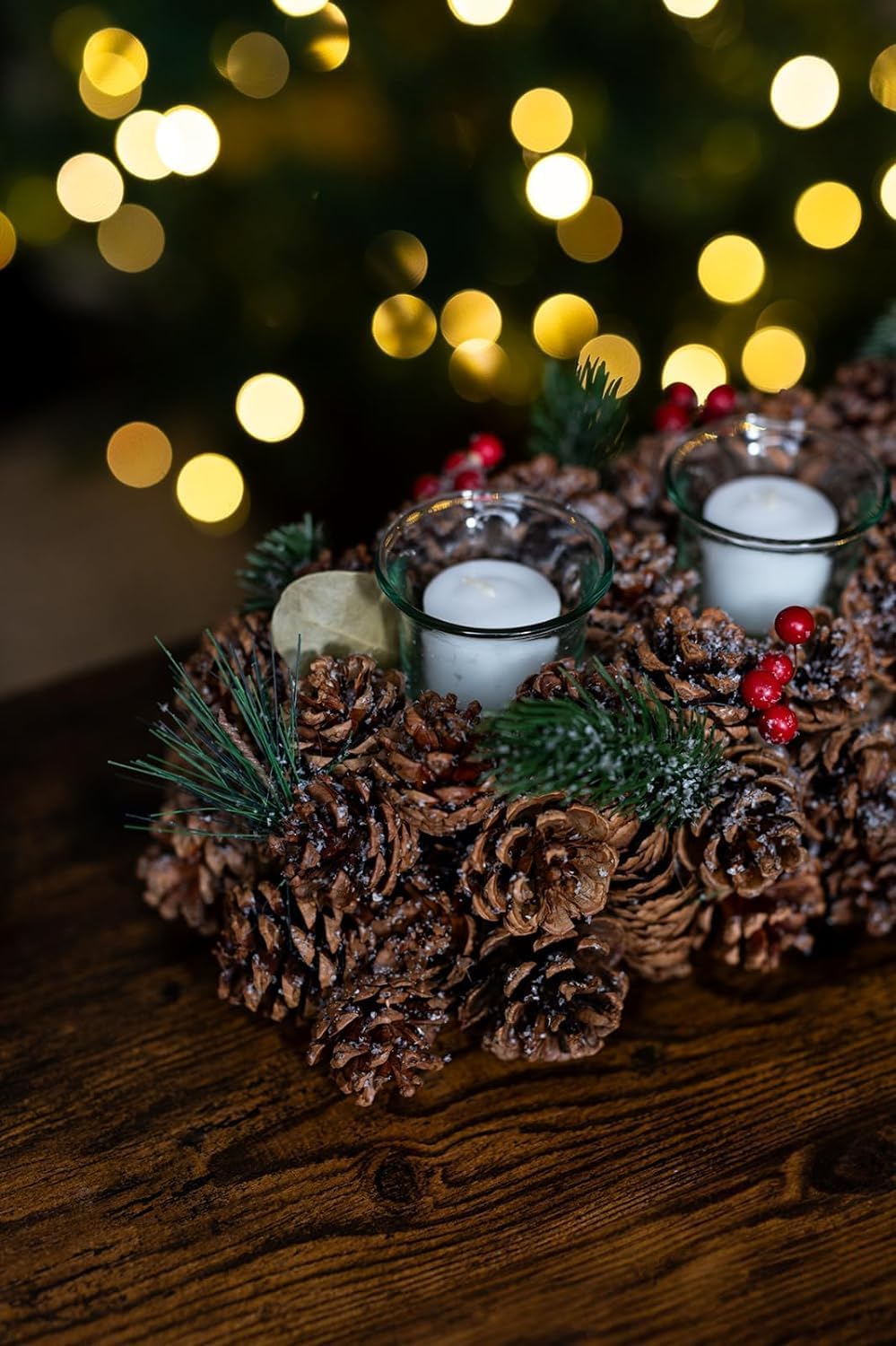 Christmas Pinecones Tea Light Candle Holder