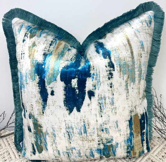 The Peacock Velvet Fringed in Teal - Style No. 10