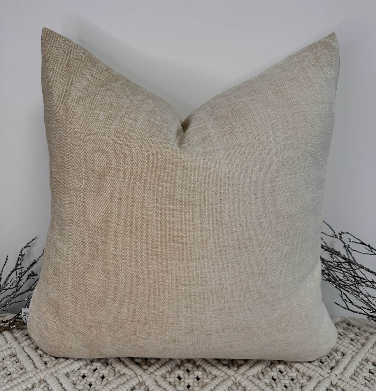 The Soft Sand Herringbone - 18" x 18"