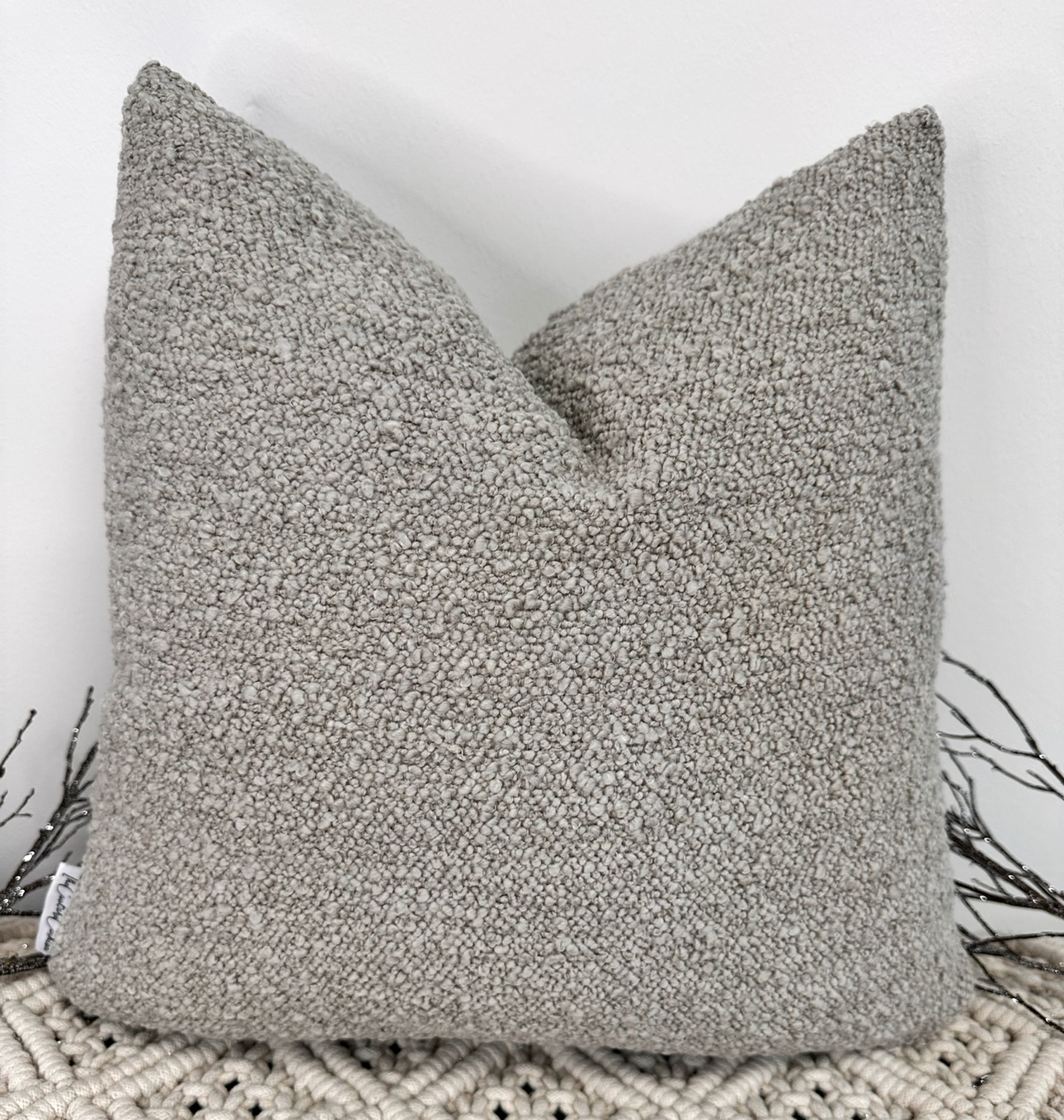 The Natural Beige Grey Bobble - 16" x 16"
