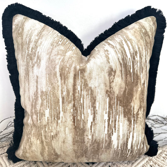 The Taupe Veneta Fringed in Black - Style No. 149