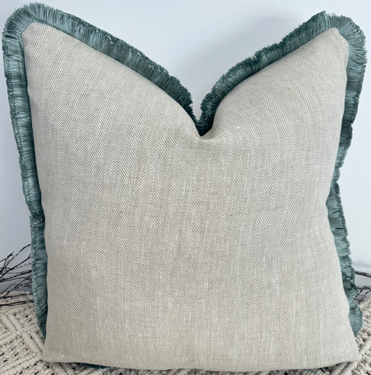 The Linen Salton Fringed in Teal - Style No. 17