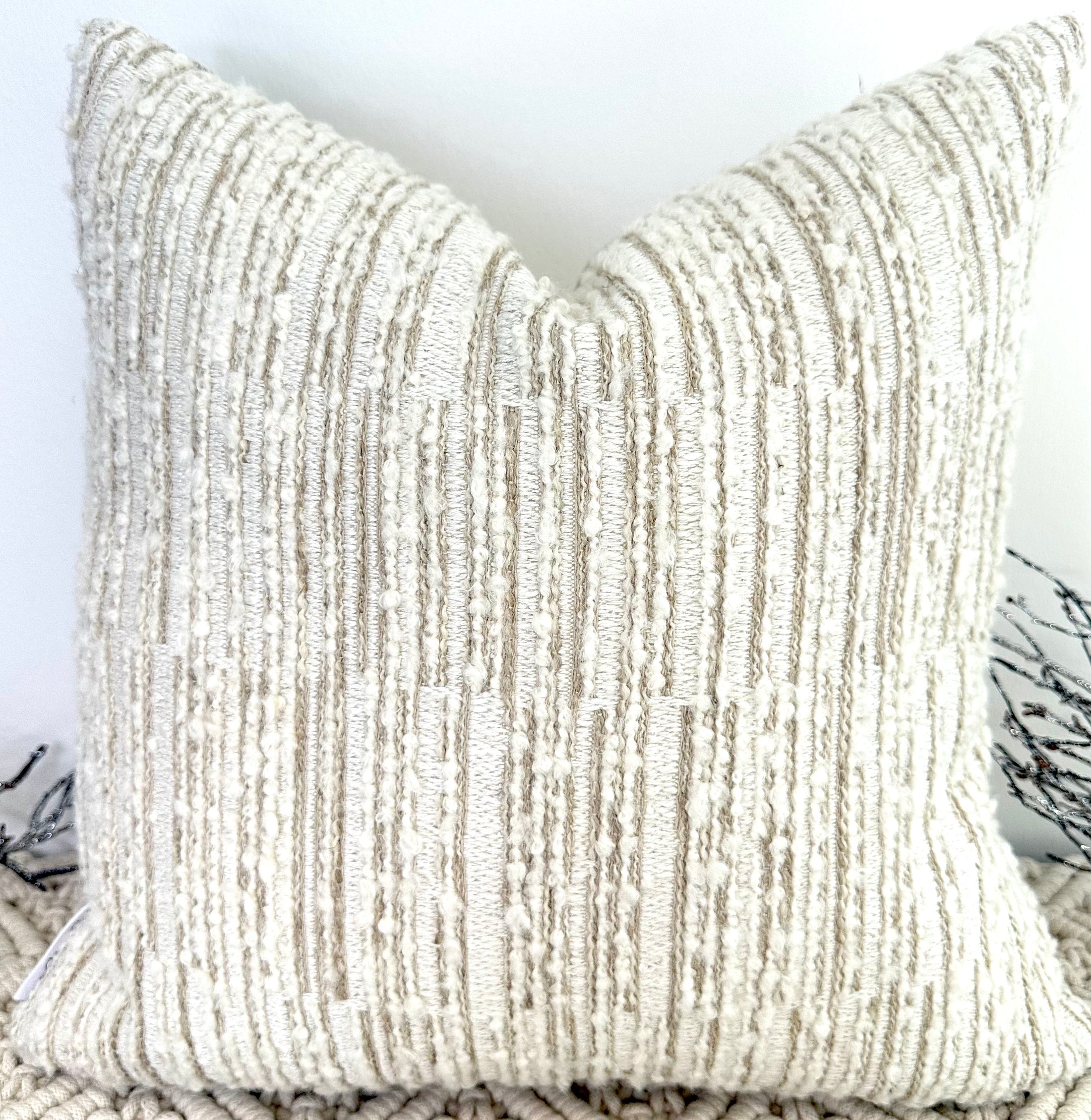 The Boho Boucle Linen Stripe - 12" x 18"