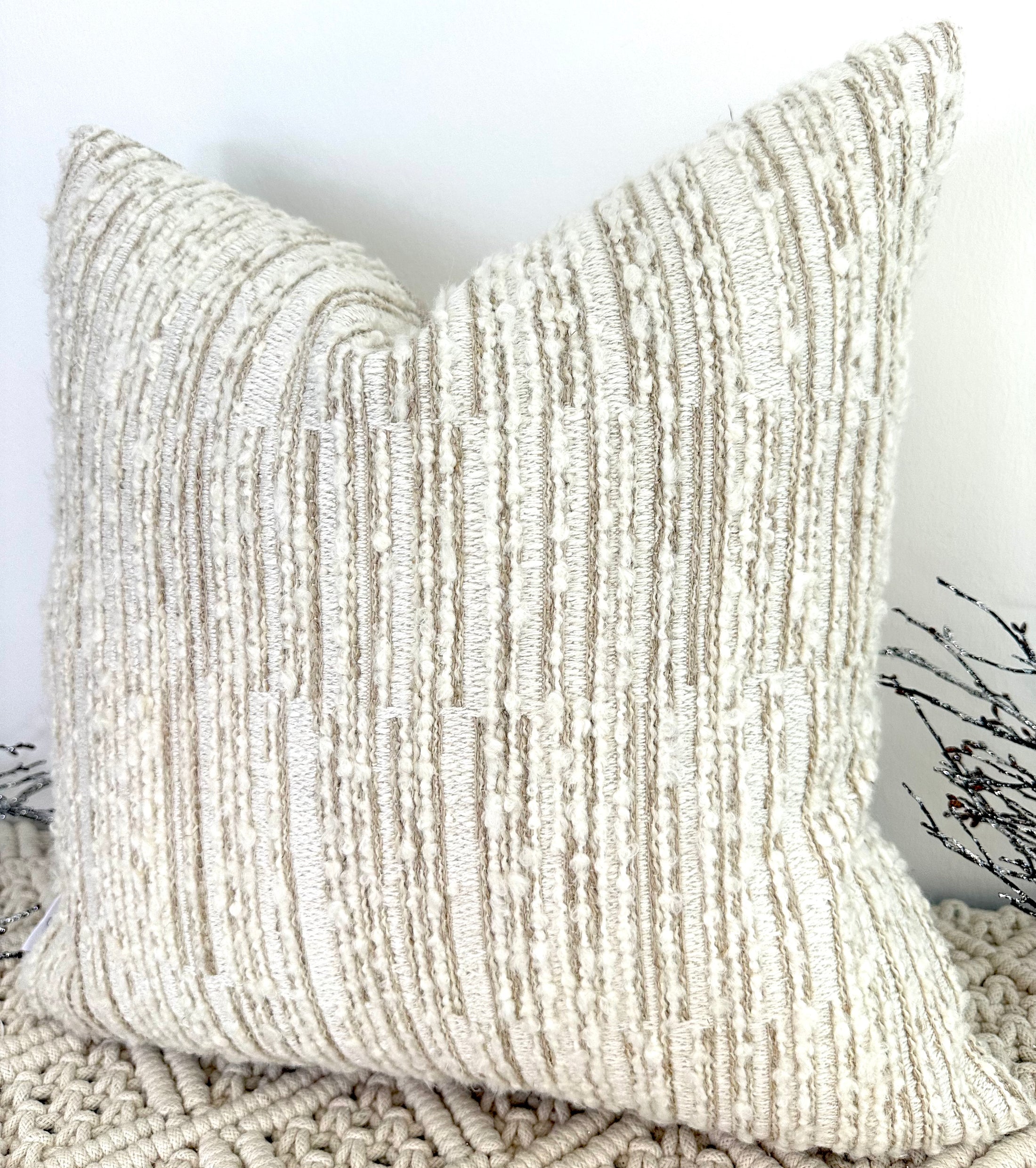 The Boho Boucle Linen Stripe - 12" x 18"