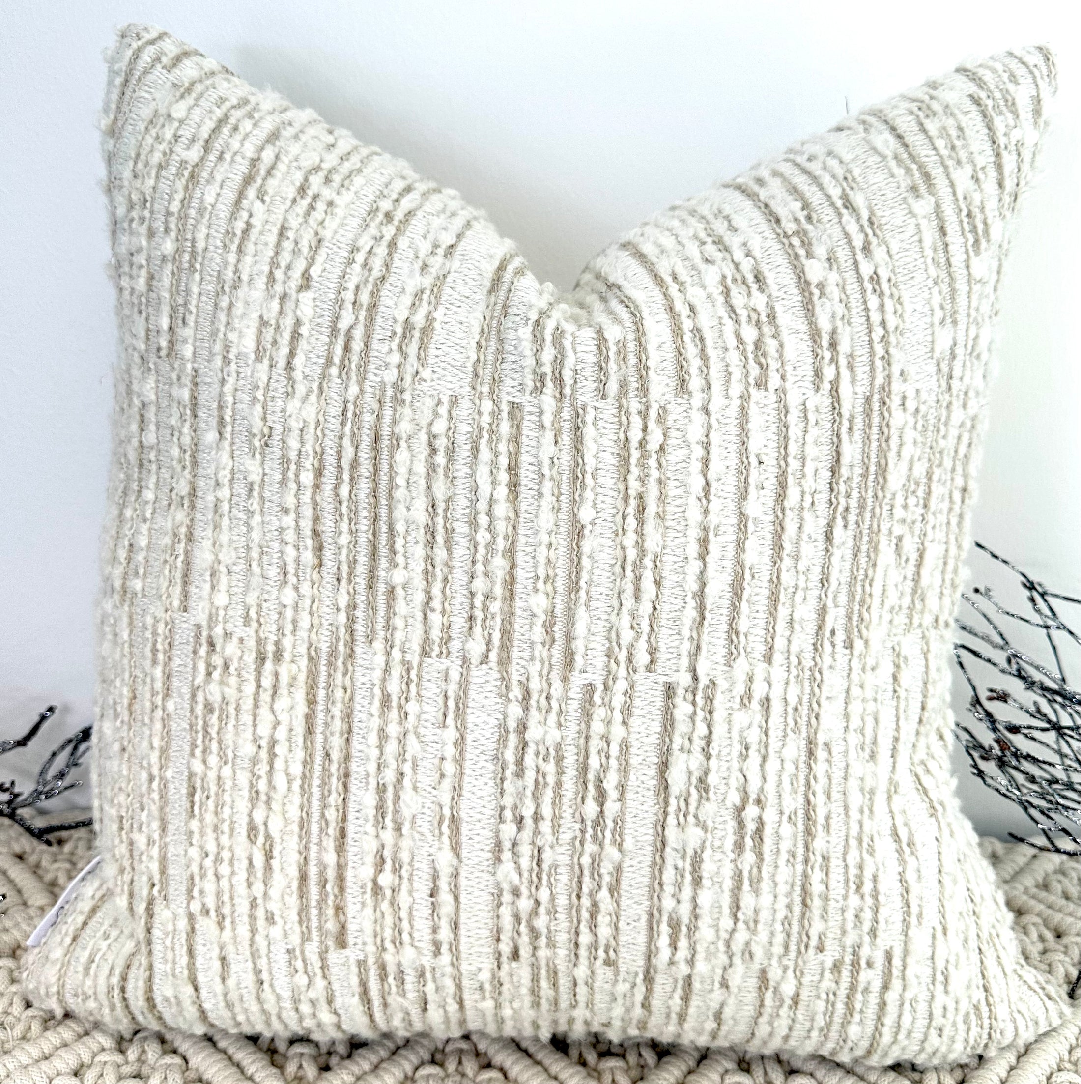 The Boho Boucle Linen Stripe - 12" x 18"