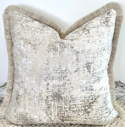 The Greige Eleanor Fringed In Pebble - Style No. 5