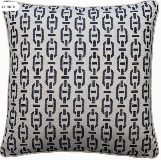 Andrew Martin Luxury Bespoke Cushion - Burlington Navy - Stain Repellant