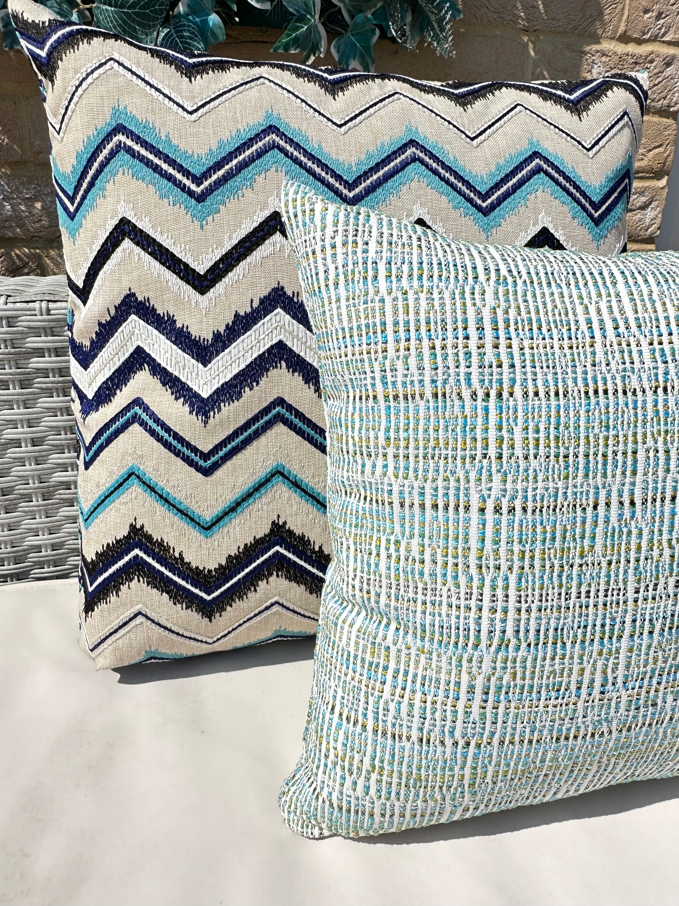 The Couture Cushion - The Outdoor Blue Jacquard - Style No. 123