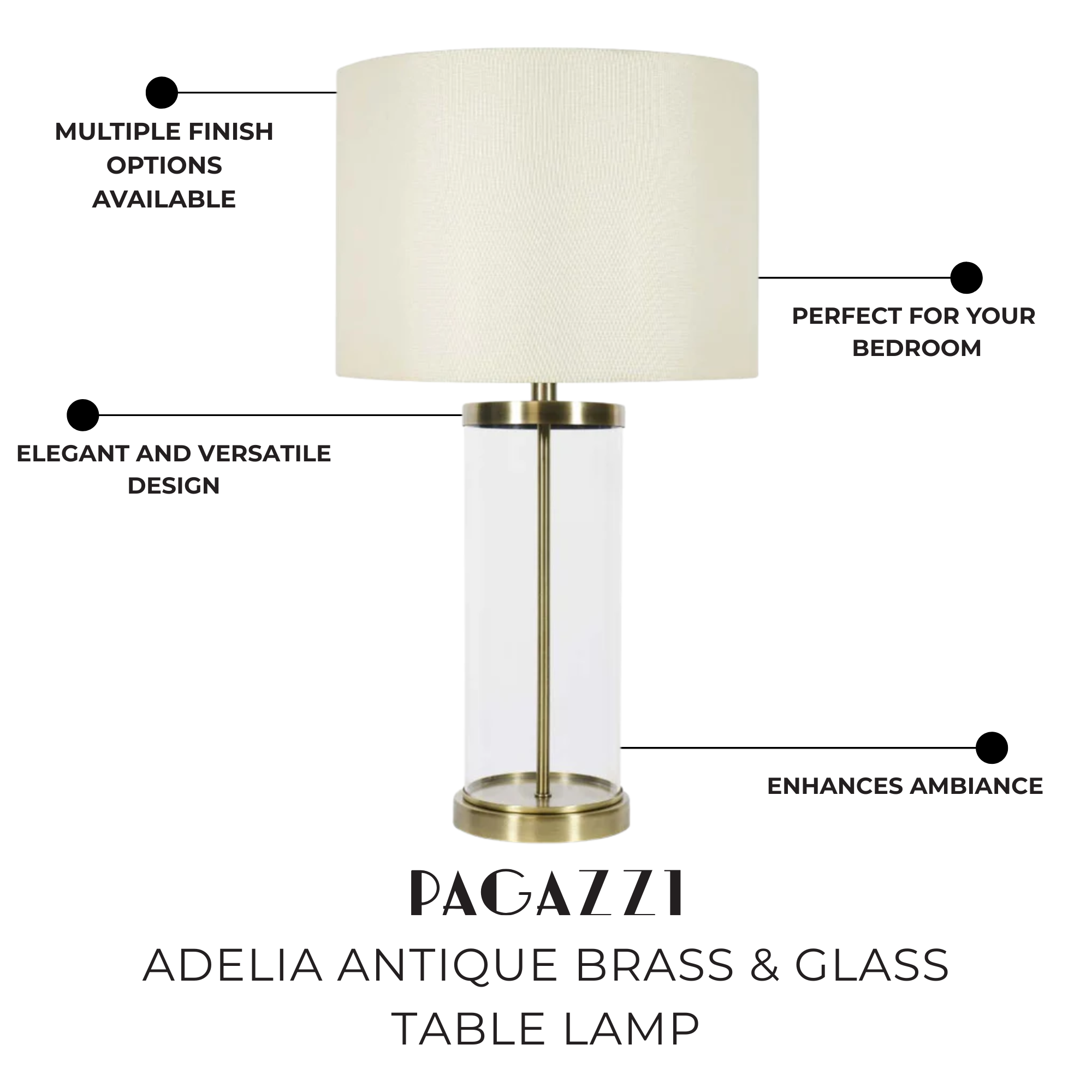 Adelia Antique Brass & Glass Table Lamp