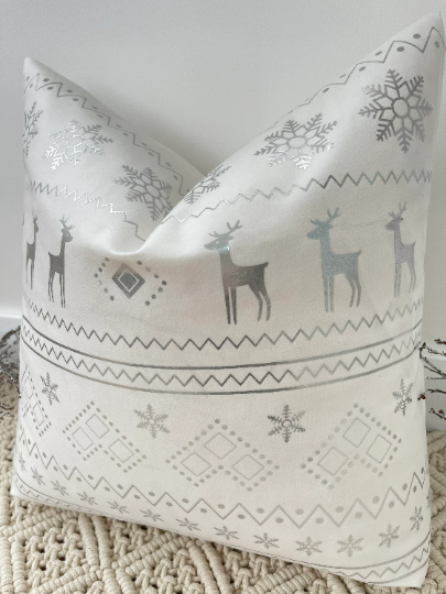 Silver christmas cushions best sale