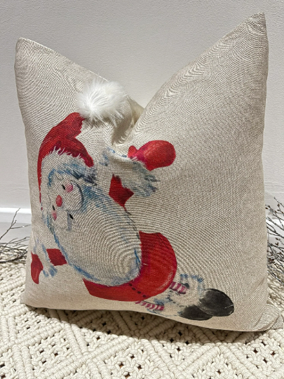 Luxury Christmas Santa Claus Cushion Faux Fur Bauble